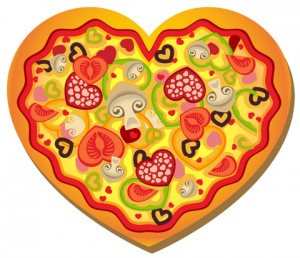 pizza, heart shaped