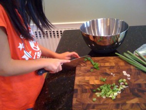 lilah chopping scallions