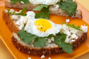 open faced fried egg sandwich