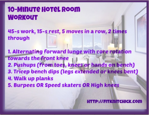 fitknitchick hotel room workout